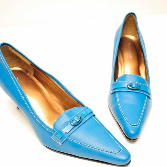 Jessica London Pointed Toe Kitten Heel Leather Shoes size 7.5 - Picture 2 of 3